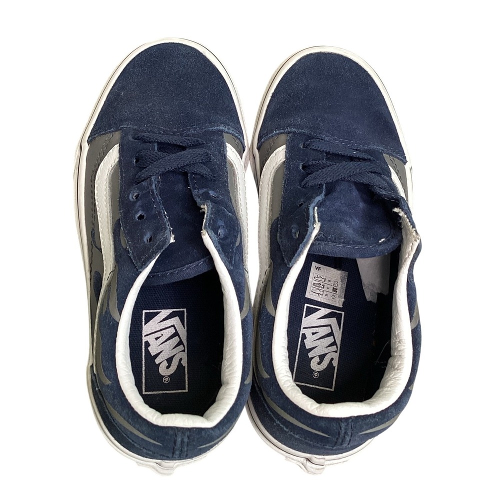 Vans Old Skool Kids 13.5 Navy Blue Flame Sneakers Youth Skate Shoes‎ EU 31 - Picture 6 of 11